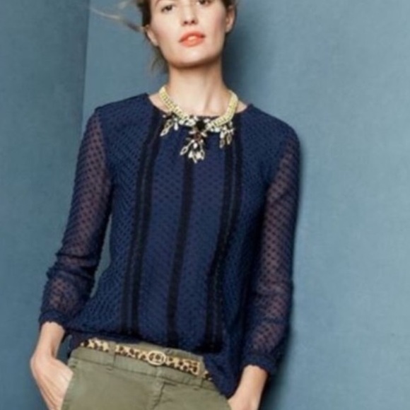J. Crew Tops - J.Crew Silk Chiffon Swiss Dot Blouse